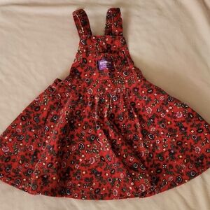 Vintage Oshkosh Red Spring Summer Overalls Dress 4t